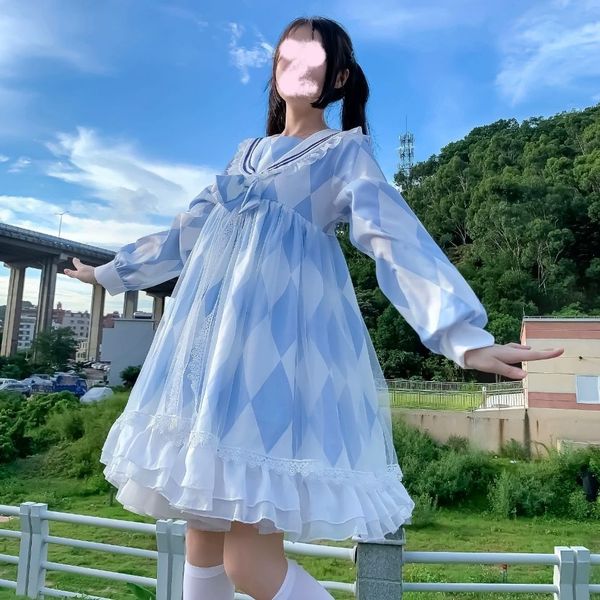 long sleeves cute women lolita op dress fairy a-line vestidos alice in wondeland sailor collar japanese party 210510, Black;gray
long sleeves cute women lolita op dress fairy a-line vestidos alice in wondeland sailor collar japanese party 210510, Black;gray