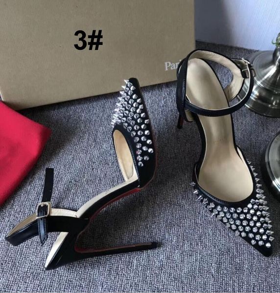 the same box brand red sole shoes women summer rivet sandals high heels pointed toe fashion dress shoes, Black
the same box brand red sole shoes women summer rivet sandals high heels pointed toe fashion dress shoes, Black