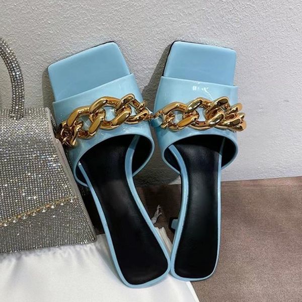 summer high heel slippers open toe women shiny leather metal chain decoration sandals party dress shoes runway sandalias, Black
summer high heel slippers open toe women shiny leather metal chain decoration sandals party dress shoes runway sandalias, Black