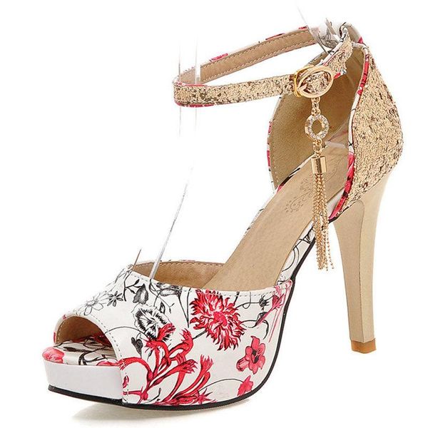 sandals sequins printed fashion women's bag with super high heel buckle fish mouth rubber sole shoes, Black
sandals sequins printed fashion women's bag with super high heel buckle fish mouth rubber sole shoes, Black