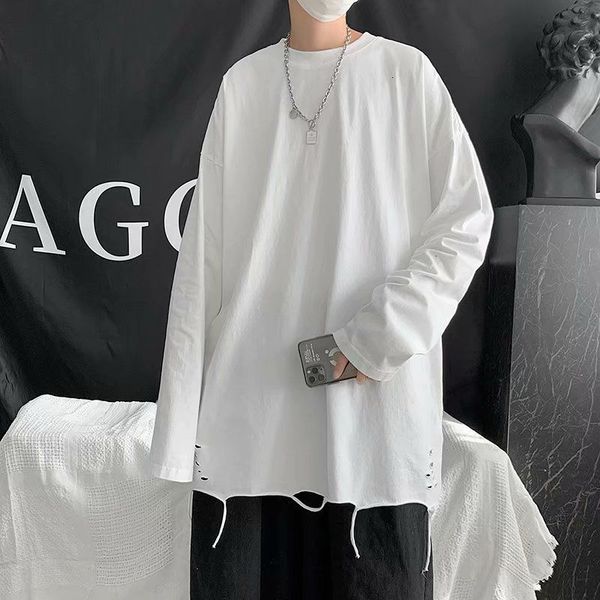 hoodies spring hole t-shirt men's fashion solid color casual long-sleeved t shirt men streetwear loose hip-hop ripped tshirt mens m-3xl, Black
hoodies spring hole t-shirt men's fashion solid color casual long-sleeved t shirt men streetwear loose hip-hop ripped tshirt mens m-3xl, Black