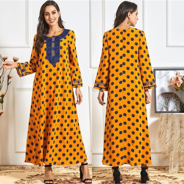 casual muslim ladies dress sweet wind polka dot embroidered kaftan elegant holiday style abaya idyllic dresses, Black;gray
casual muslim ladies dress sweet wind polka dot embroidered kaftan elegant holiday style abaya idyllic dresses, Black;gray