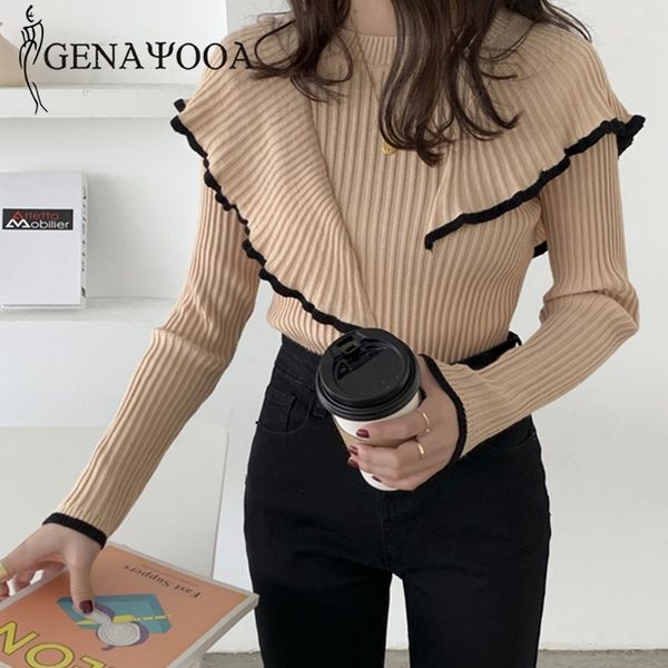 genayooa casual pullover knitted winter wave long sleeve o neck slim sweater women soft jumper 210417, White;black
genayooa casual pullover knitted winter wave long sleeve o neck slim sweater women soft jumper 210417, White;black