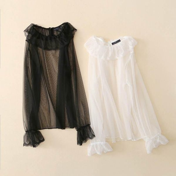 fashion women casual ruffles blouses female solid loose tunic see through shirts summer blusas femininas women's &, White
fashion women casual ruffles blouses female solid loose tunic see through shirts summer blusas femininas women's &, White