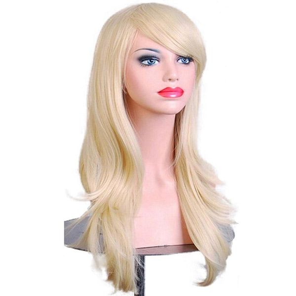 synthetic wigs long wavy ladies wig natural part side hair cosplay light blonde platinum middle heat resistant, Black
synthetic wigs long wavy ladies wig natural part side hair cosplay light blonde platinum middle heat resistant, Black