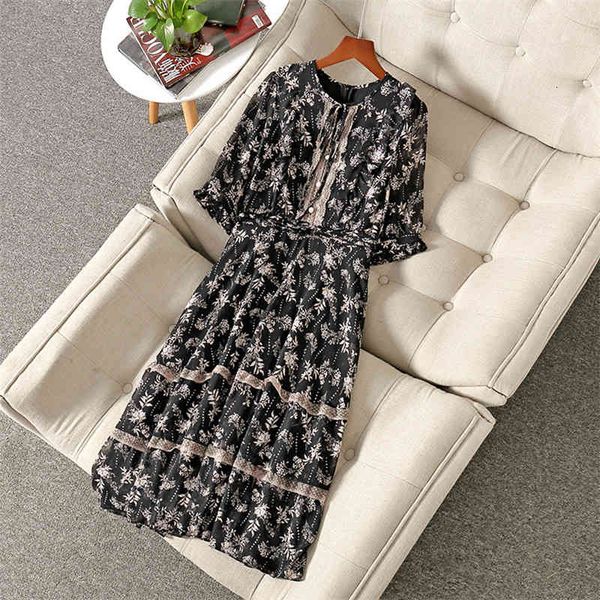 spring fashion summer designer floral fringe printing chiffon dress robe, Black;gray
spring fashion summer designer floral fringe printing chiffon dress robe, Black;gray