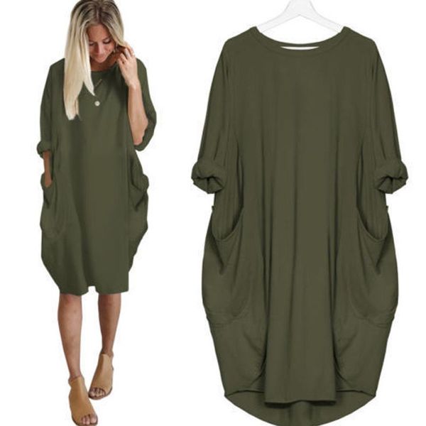 casual dresses 2021 winter long women dress classic pocket loose ladies crew neck plus size s-5xl, Black;gray
casual dresses 2021 winter long women dress classic pocket loose ladies crew neck plus size s-5xl, Black;gray