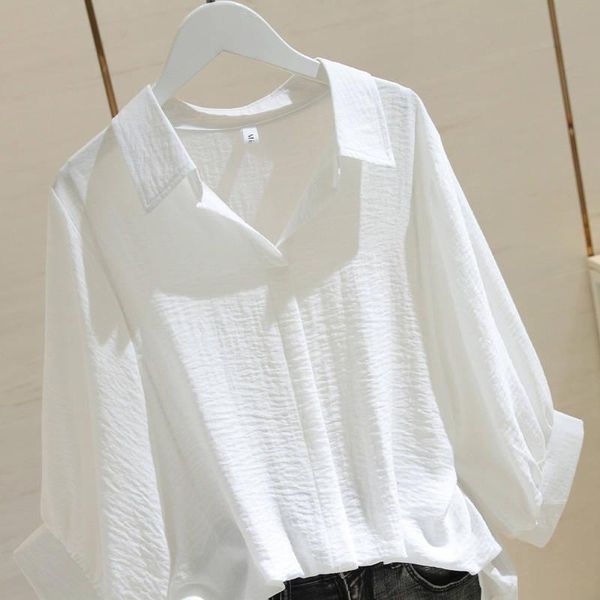 women's blouses & shirts 2021 women white shirt summer casual loose office solid blouse long sleeve tee turn down collar
women's blouses & shirts 2021 women white shirt summer casual loose office solid blouse long sleeve tee turn down collar