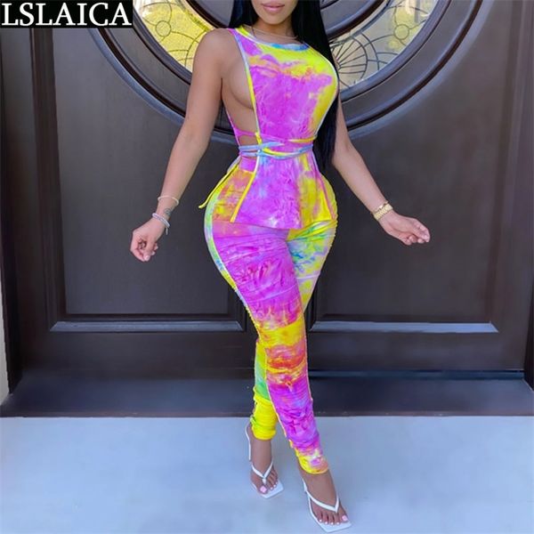 tie dye print 2 piece sets women summer o neck sleeveless tank strappy long pants fashion ladies slim party club 210515, White
tie dye print 2 piece sets women summer o neck sleeveless tank strappy long pants fashion ladies slim party club 210515, White