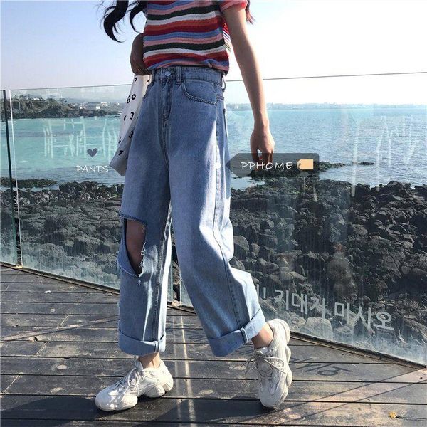 women's jeans woman pants hip hop bar ripped straight-leg spring and summer loose trousers pantalones vaqueros mujer, Blue
women's jeans woman pants hip hop bar ripped straight-leg spring and summer loose trousers pantalones vaqueros mujer, Blue