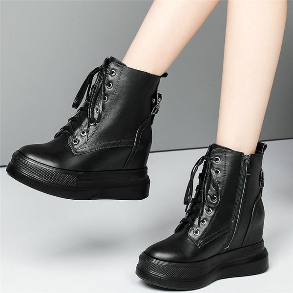 boots trainers shoes women lace up genuine leather platform wedges high heel ankle female fashion sneakers casual, Black
boots trainers shoes women lace up genuine leather platform wedges high heel ankle female fashion sneakers casual, Black