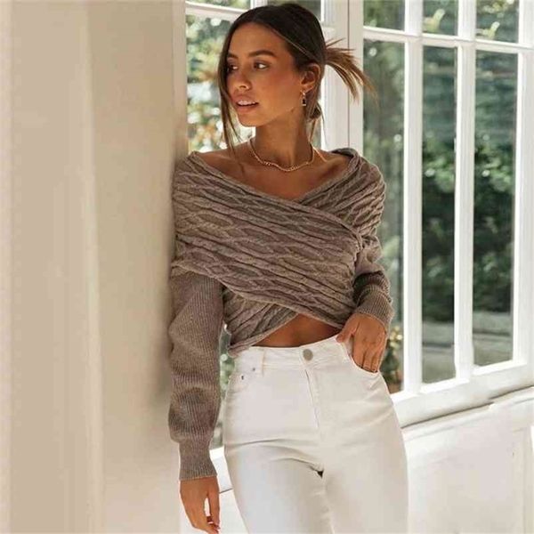 foridol fashion khaki pullovers sweater women clothes casual front cross sweater jumper autumn winter knitted streetstyle 210415, White;black
foridol fashion khaki pullovers sweater women clothes casual front cross sweater jumper autumn winter knitted streetstyle 210415, White;black