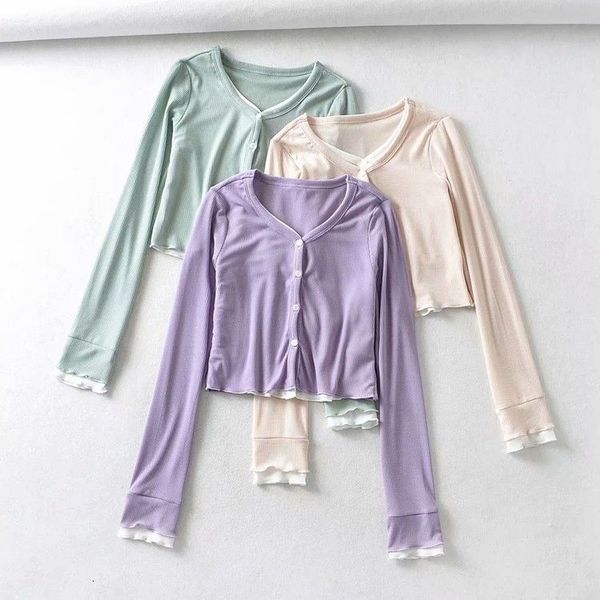 t shirt 2021 autumn fake two pieces of auricularia edge cardigan long sleeve v-neck slim fit women's, White
t shirt 2021 autumn fake two pieces of auricularia edge cardigan long sleeve v-neck slim fit women's, White