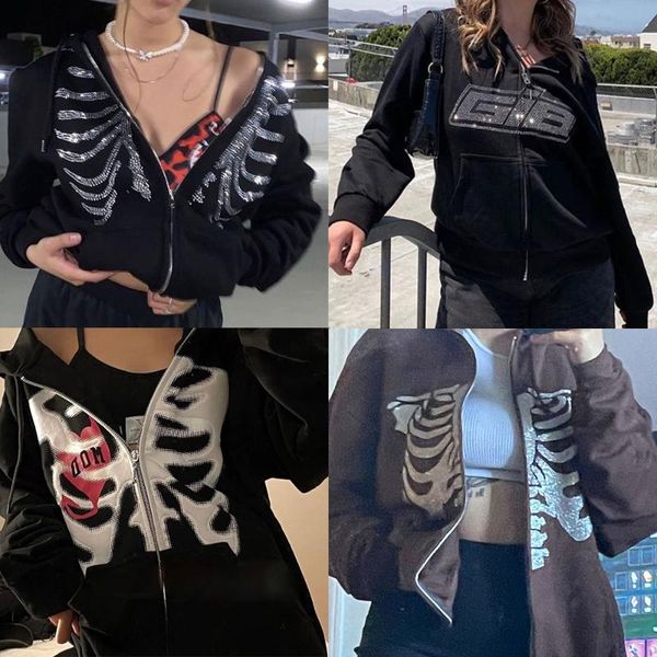 women's hoodies & sweatshirts y2k rhinestone skeleton autumn winter women streetwear zip up goth korean harajuku grunge oversized, Black
women's hoodies & sweatshirts y2k rhinestone skeleton autumn winter women streetwear zip up goth korean harajuku grunge oversized, Black