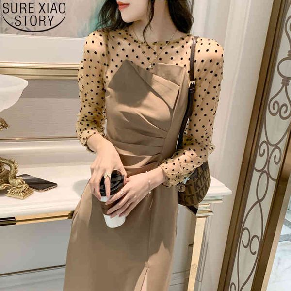 fake two-piece polka dot mesh stitching dress for women spring high waist split dresses vestidos 13071 210417, Black;gray
fake two-piece polka dot mesh stitching dress for women spring high waist split dresses vestidos 13071 210417, Black;gray