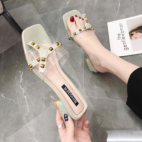 slippers summer transparent mules ladies slides women shoes rivet bow knot color peep toe square mid heels woman, Black
slippers summer transparent mules ladies slides women shoes rivet bow knot color peep toe square mid heels woman, Black