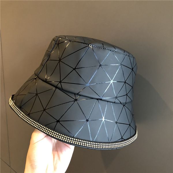 fashion and leisure black pattern pu leather drill fisherman's hat for women, Yellow
fashion and leisure black pattern pu leather drill fisherman's hat for women, Yellow