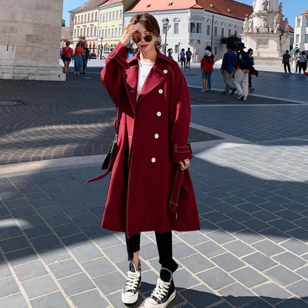 women's trench coats 2021 chic women autumn winter casual long outerwear loose windbreaker overcoat belt fashion double-breasted coat s, Tan;black
women's trench coats 2021 chic women autumn winter casual long outerwear loose windbreaker overcoat belt fashion double-breasted coat s, Tan;black