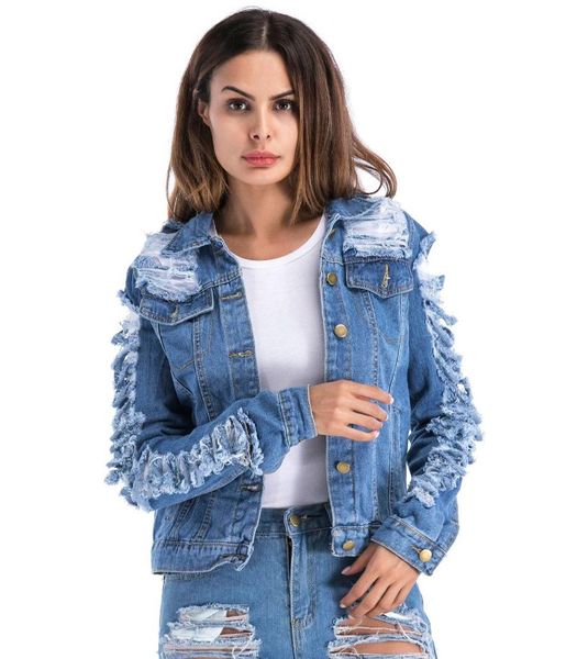 women's jackets woman oversize blue denim short jacket coat feminine tassel vintage slit hole turn-down collar plus size jeans outw, Black;brown
women's jackets woman oversize blue denim short jacket coat feminine tassel vintage slit hole turn-down collar plus size jeans outw, Black;brown