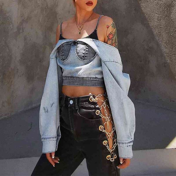 women's blouses & shirts women denim crop blouse off shoulder backless loose jeans slip shirt ibfe, White
women's blouses & shirts women denim crop blouse off shoulder backless loose jeans slip shirt ibfe, White