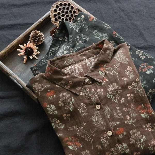 women's blouses & shirts brushed cotton floral print vintage long sleeve shirt blouse mori girl 2021 autumn, White
women's blouses & shirts brushed cotton floral print vintage long sleeve shirt blouse mori girl 2021 autumn, White