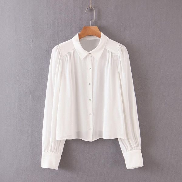 women's blouses & shirts 2021 spring autumn women turn-down collar full sleeve solid single-breasted office lady fashion casual wild sh, White
women's blouses & shirts 2021 spring autumn women turn-down collar full sleeve solid single-breasted office lady fashion casual wild sh, White