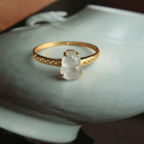 cluster rings original design gourd chalcedony opening adjustable ring chinese retro small and exquisite charm women's silver jewelry, Golden;silver
cluster rings original design gourd chalcedony opening adjustable ring chinese retro small and exquisite charm women's silver jewelry, Golden;silver