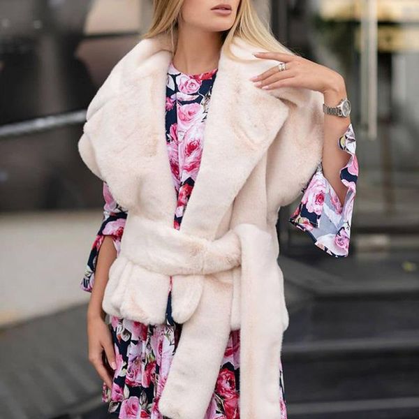 women's fur & faux fashion turn down collar vests women elegant collected waisted loose artificial coats winter ladies, Black
women's fur & faux fashion turn down collar vests women elegant collected waisted loose artificial coats winter ladies, Black