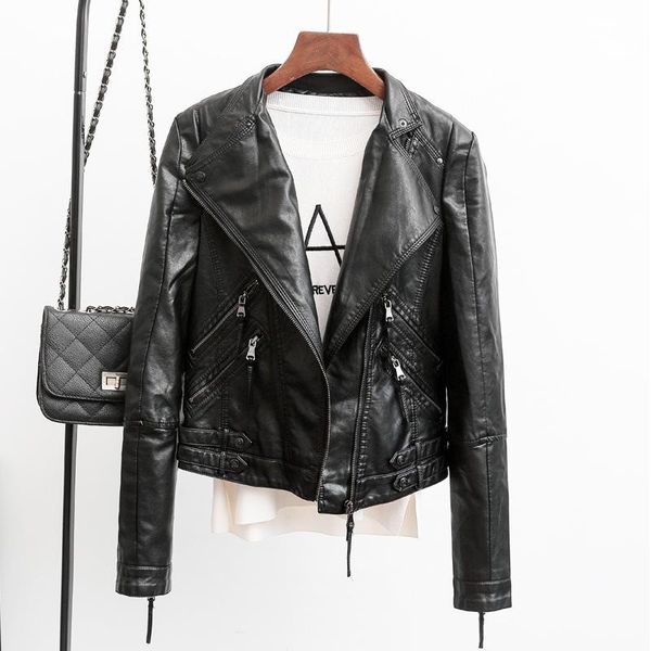 women's jackets lanmrem 2021 autumn winter lapel zipper solid color pu leather jacket women korea all-match personality coat tide pf753, Black;brown
women's jackets lanmrem 2021 autumn winter lapel zipper solid color pu leather jacket women korea all-match personality coat tide pf753, Black;brown