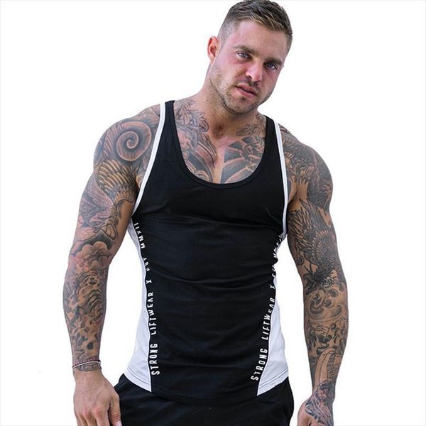 men bodybuilding tank gym workout fitness cotton sleeveless shirt running clothes stringer singlet male summer casual vest, White;black
men bodybuilding tank gym workout fitness cotton sleeveless shirt running clothes stringer singlet male summer casual vest, White;black