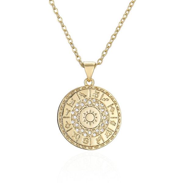 pendant necklaces 12 constellation round necklace copper plated 18k gold zircon charms sun stainless steel chain woman girl jewelry gift, Silver
pendant necklaces 12 constellation round necklace copper plated 18k gold zircon charms sun stainless steel chain woman girl jewelry gift, Silver