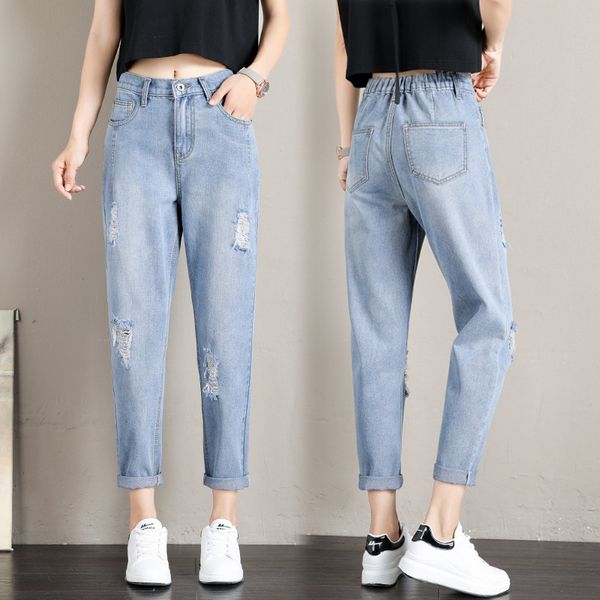 woman vintage ankle length harem jean female casual denim pants hole boyfriend for women high waist loose ripped 210514, Blue
woman vintage ankle length harem jean female casual denim pants hole boyfriend for women high waist loose ripped 210514, Blue