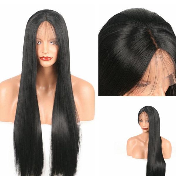 synthetic wigs 26inch 180%density long silky straight lace front for women with preplucked fiber hair daily wear glueless, Black
synthetic wigs 26inch 180%density long silky straight lace front for women with preplucked fiber hair daily wear glueless, Black