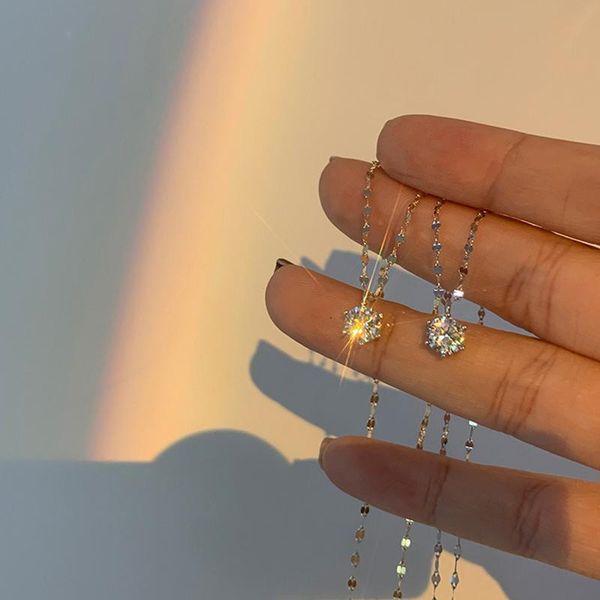 pendant necklaces shiny six-claw zircon clavicle chain necklace for women iadies temperament simple wedding jewelry gift bijoux femme, Silver
pendant necklaces shiny six-claw zircon clavicle chain necklace for women iadies temperament simple wedding jewelry gift bijoux femme, Silver