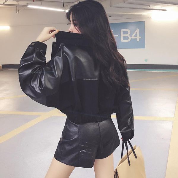 casual short leather jacket women pu loose biker female 2021 spring outerwear streetwear thin moto coat women's & faux, Black
casual short leather jacket women pu loose biker female 2021 spring outerwear streetwear thin moto coat women's & faux, Black