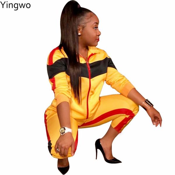 contrast color casual women two pieces set long sleeve turn-down collar zipper down elastic skinny pants wholesale women's piece, White
contrast color casual women two pieces set long sleeve turn-down collar zipper down elastic skinny pants wholesale women's piece, White