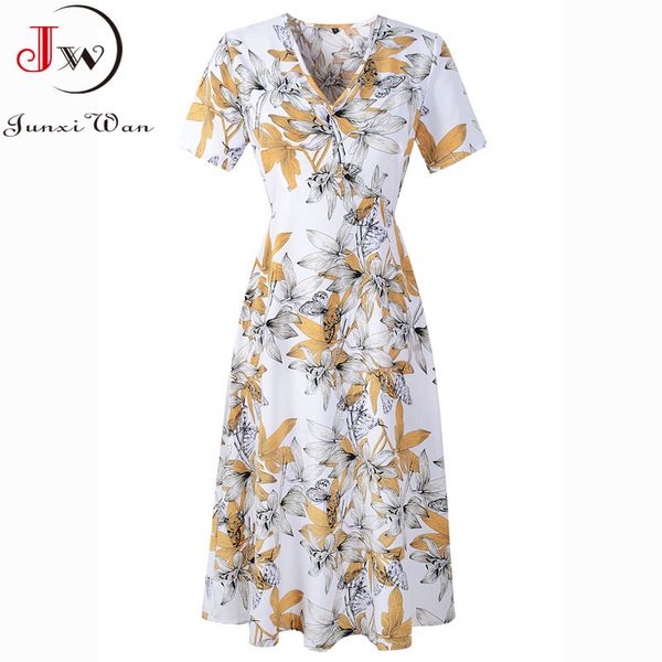 summer floral print chiffon dress women elegant v neck short sleeve fashion casual holiday party boho beach midi sundress 210510, Black;gray
summer floral print chiffon dress women elegant v neck short sleeve fashion casual holiday party boho beach midi sundress 210510, Black;gray