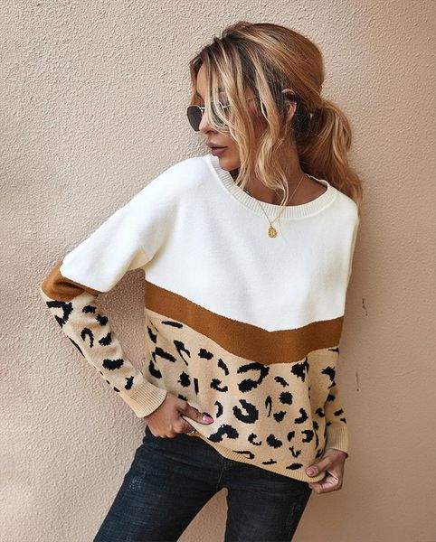fashion leopard patchwork autumn winter women sweater ladies knitted o neck full sleeve jumper pullovers top, White;black
fashion leopard patchwork autumn winter women sweater ladies knitted o neck full sleeve jumper pullovers top, White;black