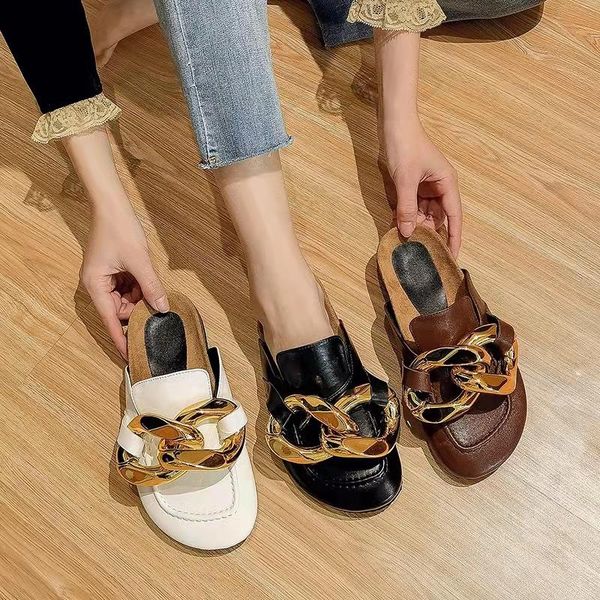 slippers big gold chain net red muller shoes open toe wear 2021 thick bottom lazy half women, Black
slippers big gold chain net red muller shoes open toe wear 2021 thick bottom lazy half women, Black