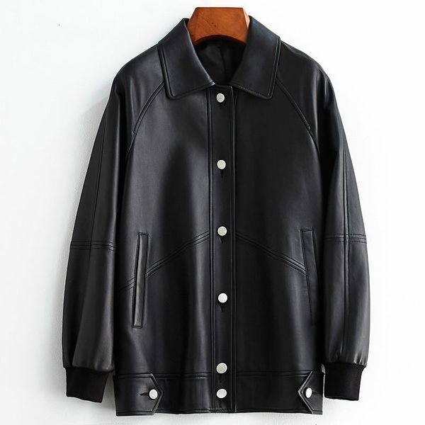 women's leather & faux 2021 spring genuine jacket women sheepskin trench preppy style designer jackets bombe coat biker t153, Black
women's leather & faux 2021 spring genuine jacket women sheepskin trench preppy style designer jackets bombe coat biker t153, Black
