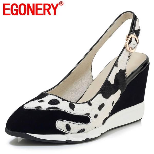 dress shoes egonery genuine leather slingbacks pumps summer spot pattern woman punk cool girl sheepskin insole 8.5cm high heels wedges, Black
dress shoes egonery genuine leather slingbacks pumps summer spot pattern woman punk cool girl sheepskin insole 8.5cm high heels wedges, Black