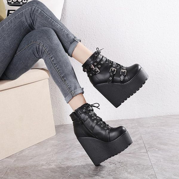 15cm lace for 2021 - women's ankle boots platform wedge black white zipper gothic shoes
15cm lace for 2021 - women's ankle boots platform wedge black white zipper gothic shoes