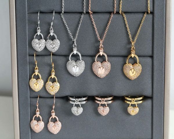 europe america fashion jewelry sets men lady womens three colour hardware engraved v letter full rhinestone heart lock necklace earrings rin, Silver
europe america fashion jewelry sets men lady womens three colour hardware engraved v letter full rhinestone heart lock necklace earrings rin, Silver