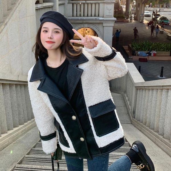 women's jackets coat autumn and winter versatile wear 2021 ins korean imitation lamb wool splicing pu leather thickened top, Black;brown
women's jackets coat autumn and winter versatile wear 2021 ins korean imitation lamb wool splicing pu leather thickened top, Black;brown