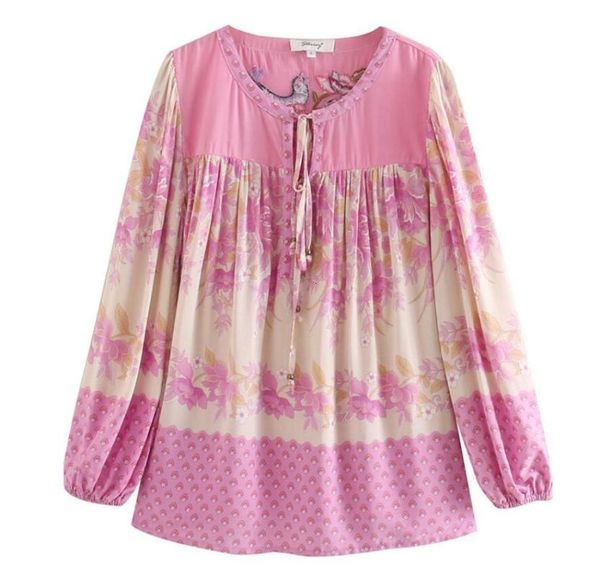 women's blouses & shirts bohemian pink orange floral print pullover shirt ethnic women bell bow lace up o neck long sleeve blouse rxgl, White
women's blouses & shirts bohemian pink orange floral print pullover shirt ethnic women bell bow lace up o neck long sleeve blouse rxgl, White
