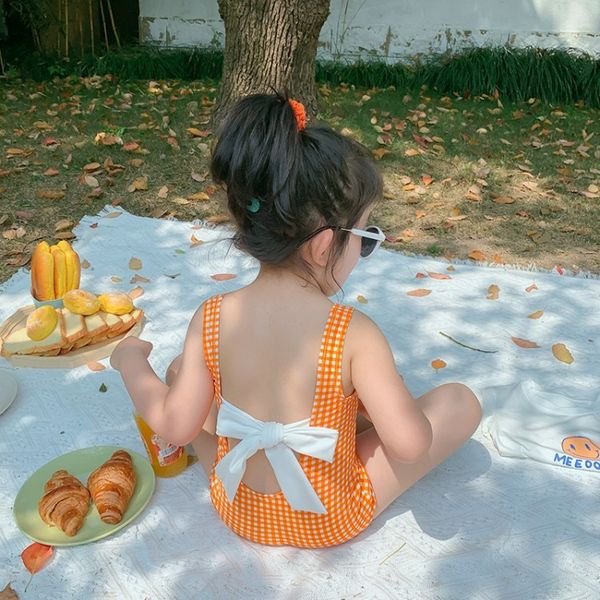 triangle children's all in one bikini cute swimsuit, White;black