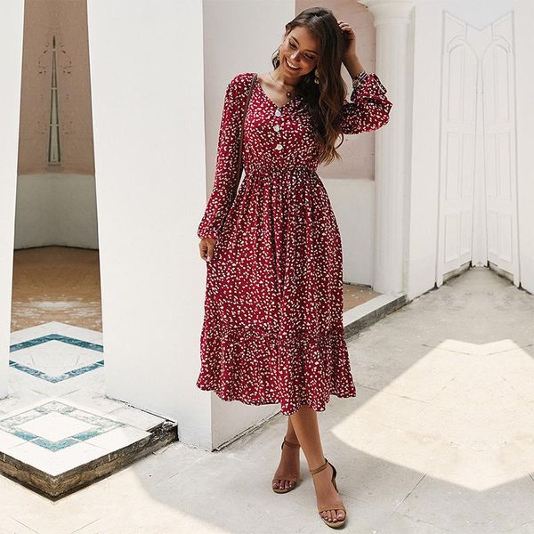 casual dresses medium long print dress women v neck button slim lantern sleeve high waist floral summer office lady, Black;gray
casual dresses medium long print dress women v neck button slim lantern sleeve high waist floral summer office lady, Black;gray