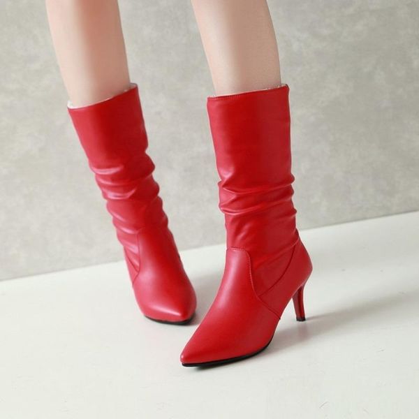 women boots pointed toe 2021 fashion winter female shoes med heels mid calf leather fur warm work ladies temperament booties, Black
women boots pointed toe 2021 fashion winter female shoes med heels mid calf leather fur warm work ladies temperament booties, Black