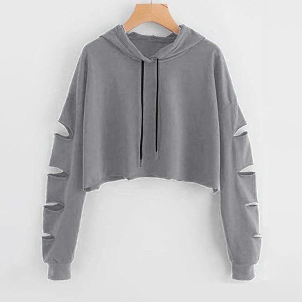 women's hoodies & sweatshirts spring autumn female hollow hole hooded solid color sweatshirt fashion cropped pullover casual, Black
women's hoodies & sweatshirts spring autumn female hollow hole hooded solid color sweatshirt fashion cropped pullover casual, Black