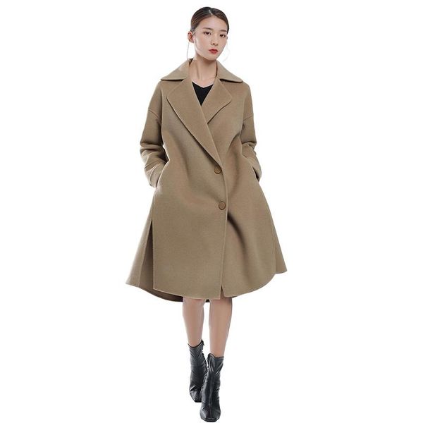 women's wool & blends spring autumn coat double-sided cashmere vintage woolen overcoat casual streetwear office ladies outwear s8713, Black
women's wool & blends spring autumn coat double-sided cashmere vintage woolen overcoat casual streetwear office ladies outwear s8713, Black